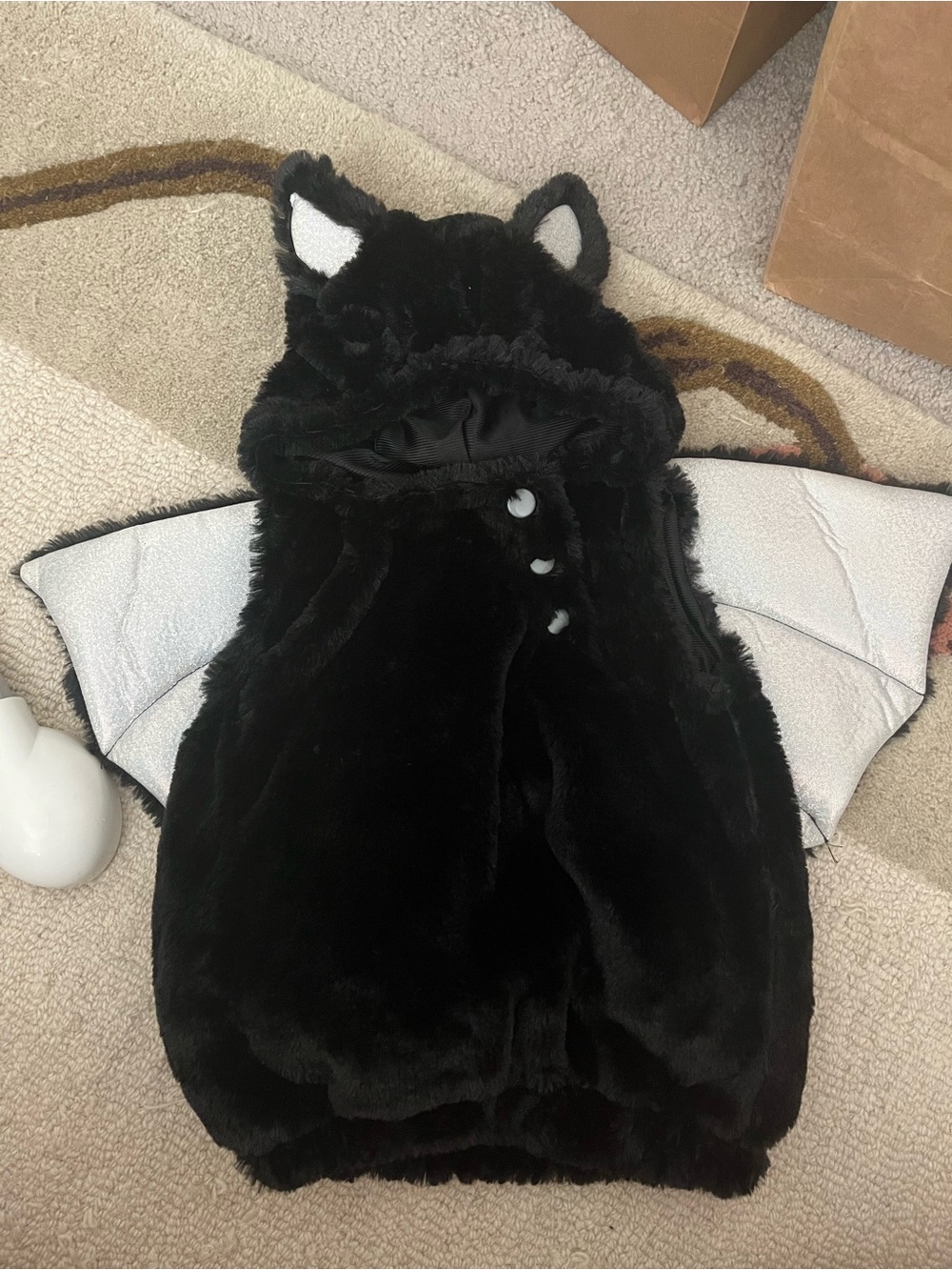 Kids Black Bat Costume Hooded Vest